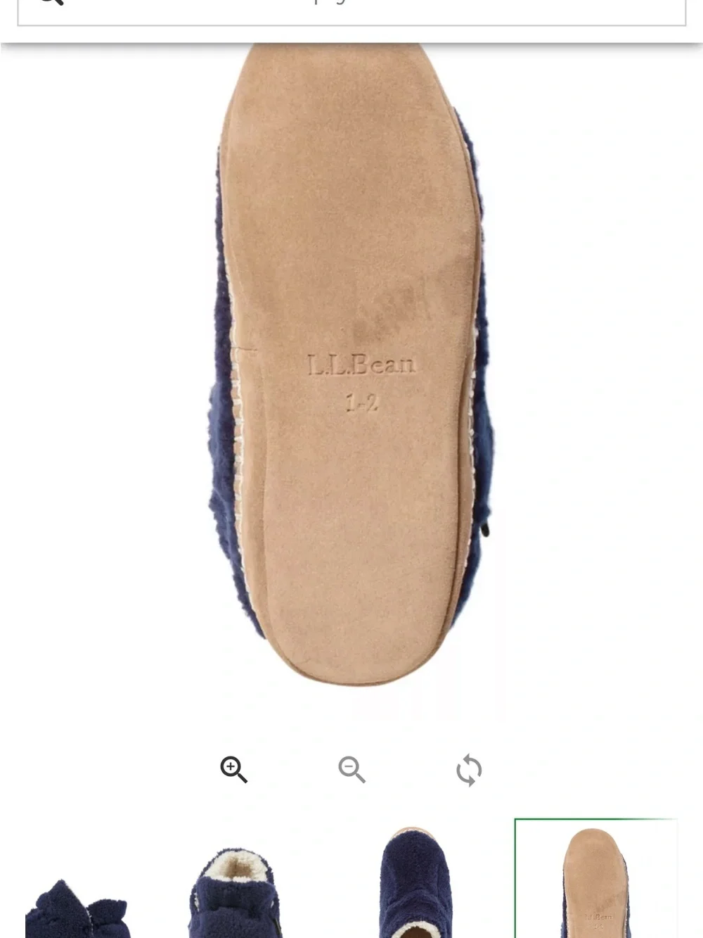 L.L. Bean Navy Plush Kids' Cozy Slipper Booties
